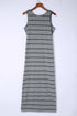 Stripe Print Open Back Sleeveless Maxi Dress With Slits